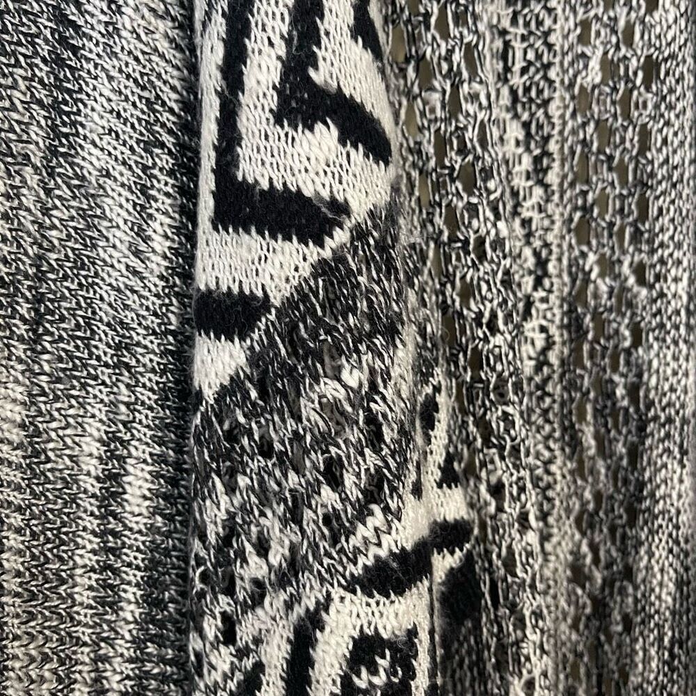 LAST CHANCE Absolutely Famous Black Grey White Waterfall Open Front Long Cardiga - Picture 3 of 13